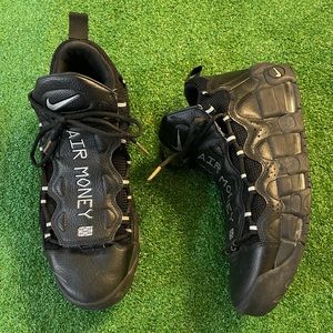 USED: Nike Air More Money Men's Size 12 Black Leather Sneakers  AJ2998-002
